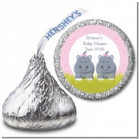 Twin Hippo Girls - Hershey Kiss Baby Shower Sticker Labels