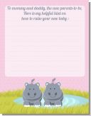 Twin Hippo Girls - Baby Shower Notes of Advice