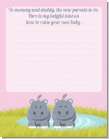 Twin Hippo Girls - Baby Shower Notes of Advice