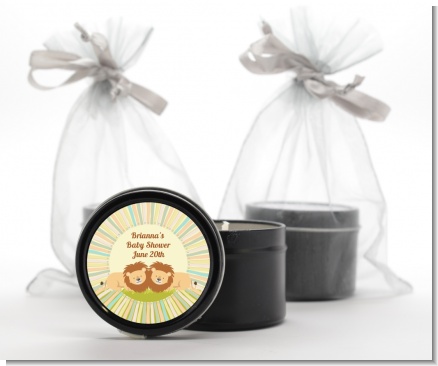 Twin Lions - Baby Shower Black Candle Tin Favors