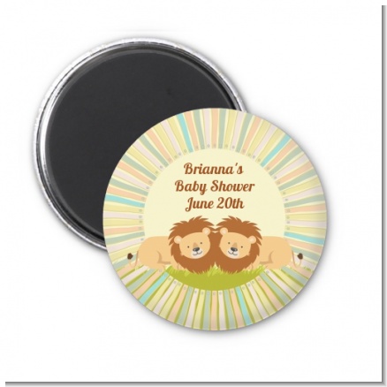 Twin Lions - Personalized Baby Shower Magnet Favors