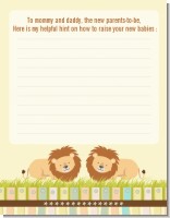 Twin Lions - Baby Shower Notes of Advice