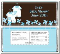 Twin Little Boy Outfits - Personalized Baby Shower Candy Bar Wrappers