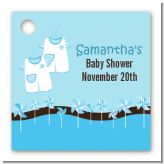 Twin Little Boy Outfits - Personalized Baby Shower Card Stock Favor Tags