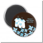 Twin Little Boy Outfits - Personalized Baby Shower Magnet Favors