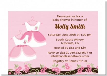 Twin Little Girl Outfits - Baby Shower Petite Invitations