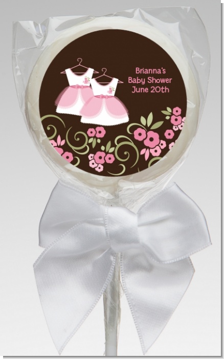 Twin Little Girl Outfits - Personalized Baby Shower Lollipop Favors