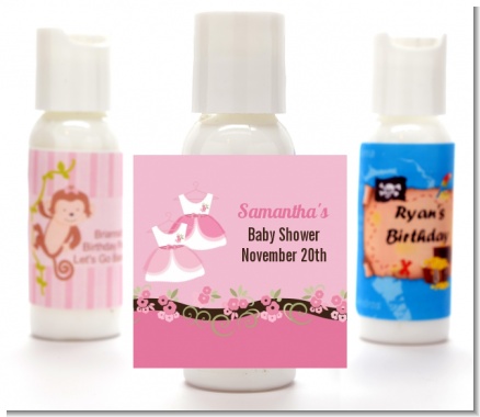 Twin Little Girl Outfits - Personalized Baby Shower Lotion Favors