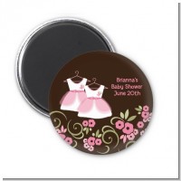 Twin Little Girl Outfits - Personalized Baby Shower Magnet Favors