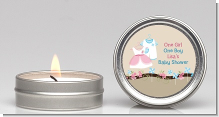 Twin Little Outfits 1 Boy and 1 Girl - Baby Shower Candle Favors