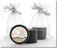 Twin Little Outfits 1 Boy and 1 Girl - Baby Shower Black Candle Tin Favors