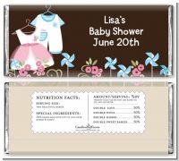 Twin Little Outfits 1 Boy and 1 Girl - Personalized Baby Shower Candy Bar Wrappers