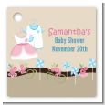 Twin Little Outfits 1 Boy and 1 Girl - Personalized Baby Shower Card Stock Favor Tags thumbnail