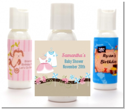 Twin Little Outfits 1 Boy and 1 Girl - Personalized Baby Shower Lotion Favors