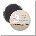 Twin Little Outfits 1 Boy and 1 Girl - Personalized Baby Shower Magnet Favors thumbnail