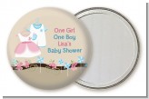 Twin Little Outfits 1 Boy and 1 Girl - Personalized Baby Shower Pocket Mirror Favors