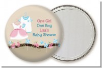 Twin Little Outfits 1 Boy and 1 Girl - Personalized Baby Shower Pocket Mirror Favors