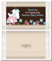 Twin Little Outfits 1 Boy and 1 Girl - Personalized Popcorn Wrapper Baby Shower Favors