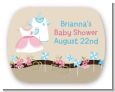 Twin Little Outfits 1 Boy and 1 Girl - Personalized Baby Shower Rounded Corner Stickers thumbnail