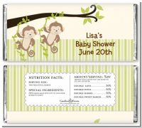 Twin Monkey - Personalized Baby Shower Candy Bar Wrappers