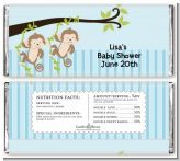 Twin Monkey Boys - Personalized Baby Shower Candy Bar Wrappers