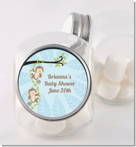 Twin Monkey Boys - Personalized Baby Shower Candy Jar