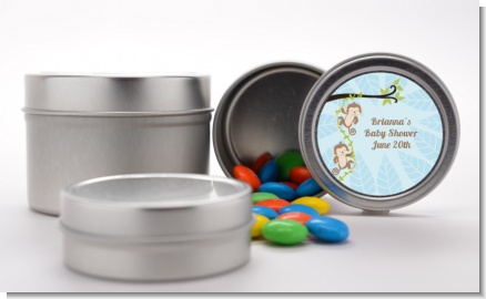 Twin Monkey Boys - Custom Baby Shower Favor Tins