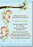 Twin Monkey Boys - Baby Shower Invitations