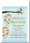 Twin Monkey Boys - Baby Shower Petite Invitations