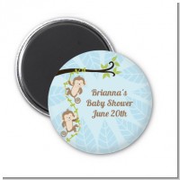 Twin Monkey Boys - Personalized Baby Shower Magnet Favors