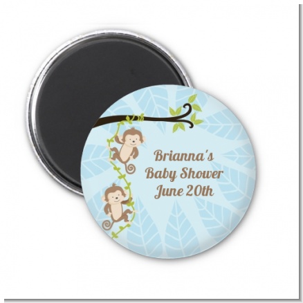 Twin Monkey Boys - Personalized Baby Shower Magnet Favors