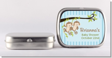 Twin Monkey Boys - Personalized Baby Shower Mint Tins