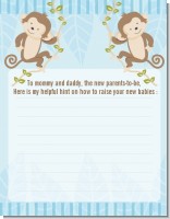 Twin Monkey Boys - Baby Shower Notes of Advice