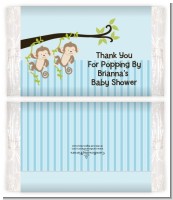 Twin Monkey Boys - Personalized Popcorn Wrapper Baby Shower Favors