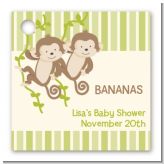 Twin Monkey - Personalized Baby Shower Card Stock Favor Tags