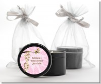 Twin Monkey Girls - Baby Shower Black Candle Tin Favors