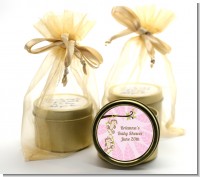 Twin Monkey Girls - Baby Shower Gold Tin Candle Favors