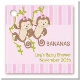 Twin Monkey Girls - Personalized Baby Shower Card Stock Favor Tags