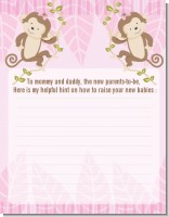 Twin Monkey Girls - Baby Shower Notes of Advice