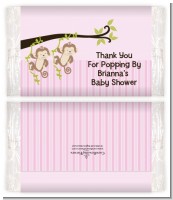 Twin Monkey Girls - Personalized Popcorn Wrapper Baby Shower Favors