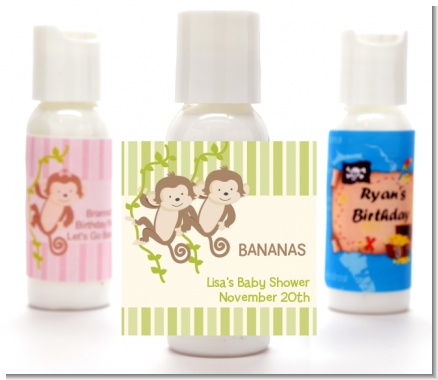 Twin Monkey - Personalized Baby Shower Lotion Favors