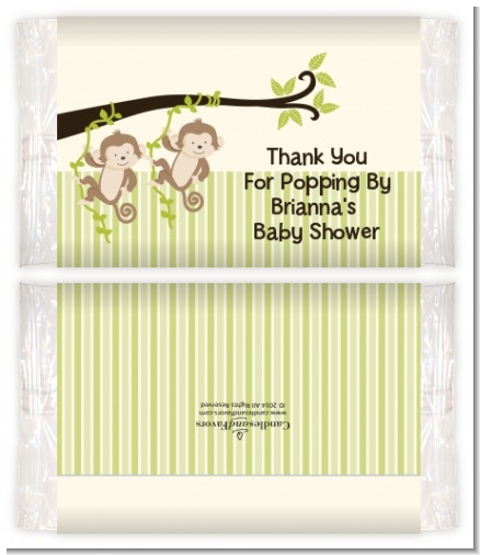 Twin Monkey - Personalized Popcorn Wrapper Baby Shower Favors