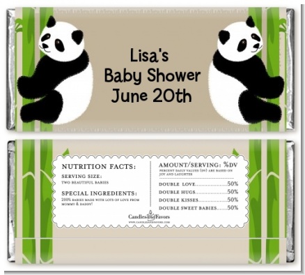 Twin Pandas - Personalized Baby Shower Candy Bar Wrappers