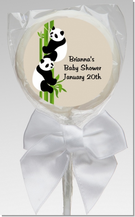 Twin Pandas - Personalized Baby Shower Lollipop Favors