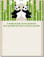 Twin Pandas - Baby Shower Notes of Advice