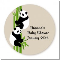 Twin Pandas - Round Personalized Baby Shower Sticker Labels