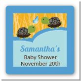 Twin Turtle Boys - Square Personalized Baby Shower Sticker Labels