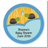 Twin Turtle Boys - Round Personalized Baby Shower Sticker Labels