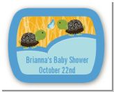 Twin Turtle Boys - Personalized Baby Shower Rounded Corner Stickers