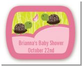 Twin Turtle Girls - Personalized Baby Shower Rounded Corner Stickers